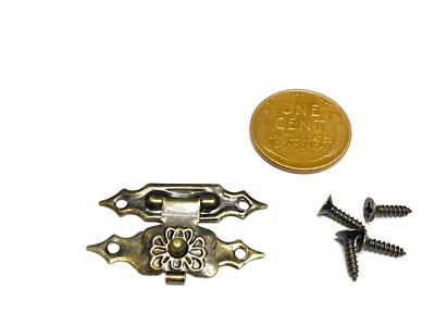 30mm x 18mm dollhouse Antique latch Sets Box Case Lock hinge small E4