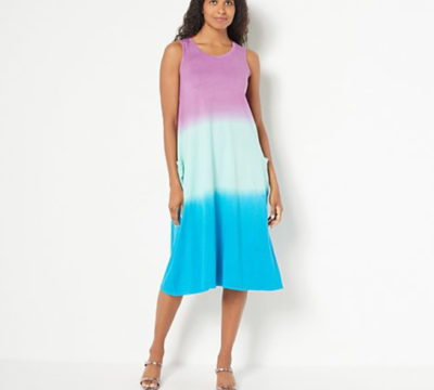 NWT LOGO by Lori Goldstein - Beach to Street Regular Dip-Dye Dress - Lilac  Multi | eBay