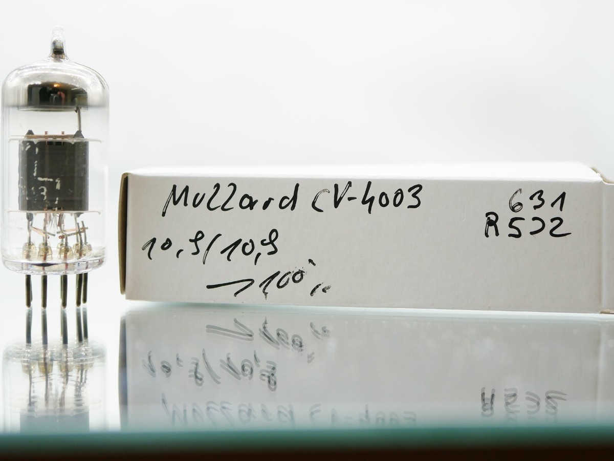 1x Mullard CV4003/12AU7/ECC82 Box Platte Röhre Tube NOS 1x Mullard CV4003/12AU7/ECC82 Box Platte Röhre Tube NOS