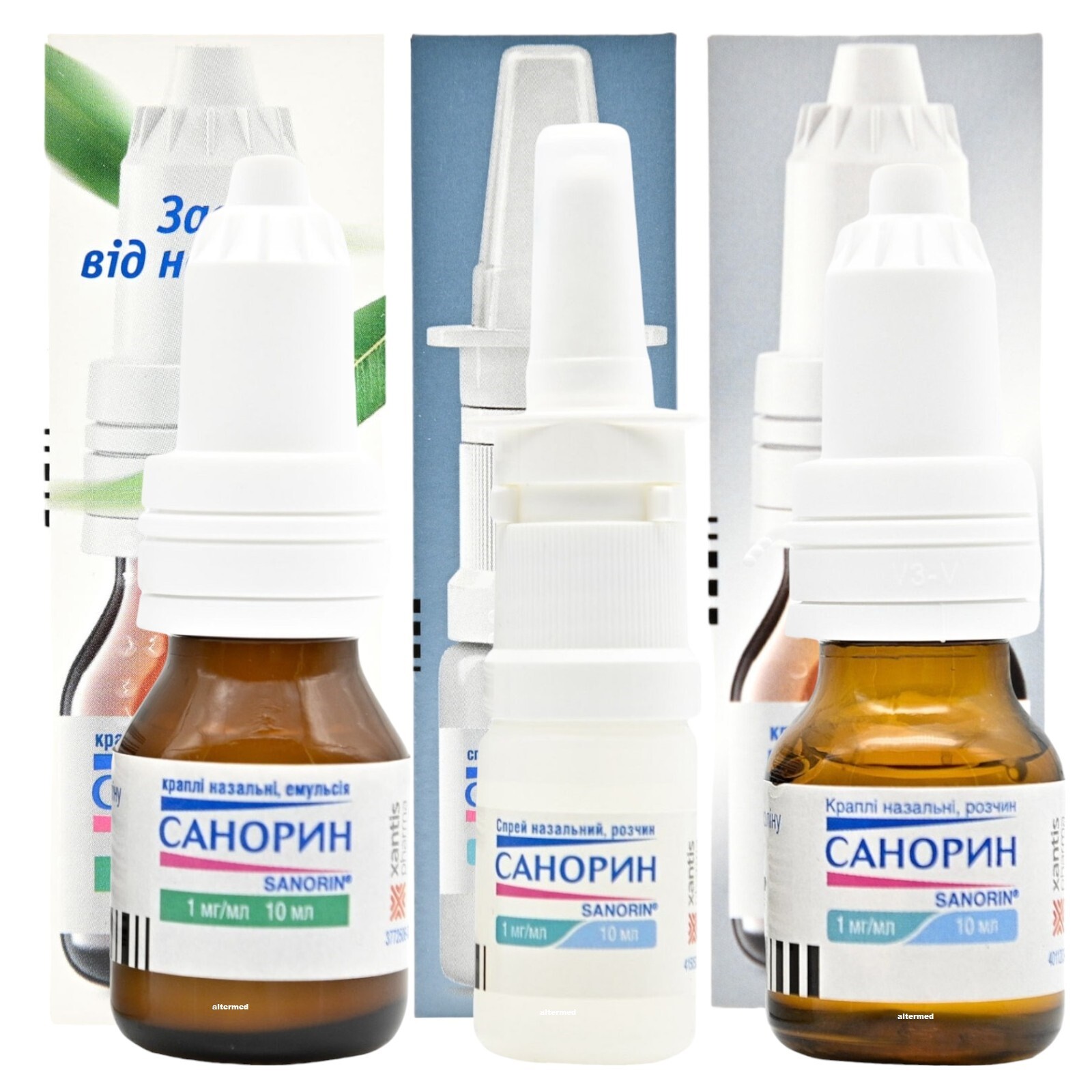 SANORIN Nasal Spray Drops 10ml Naphazoline 0.1 Санорин Cold/Flu