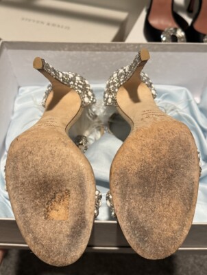 Jimmy Choo Viola 110 Feather Crystal Embellished Heels Size
