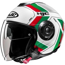 CASCO HELMET MOTO 22.06 JET HJC I40N VELU MC41 BIANCO ROSSO VERDE  TG S