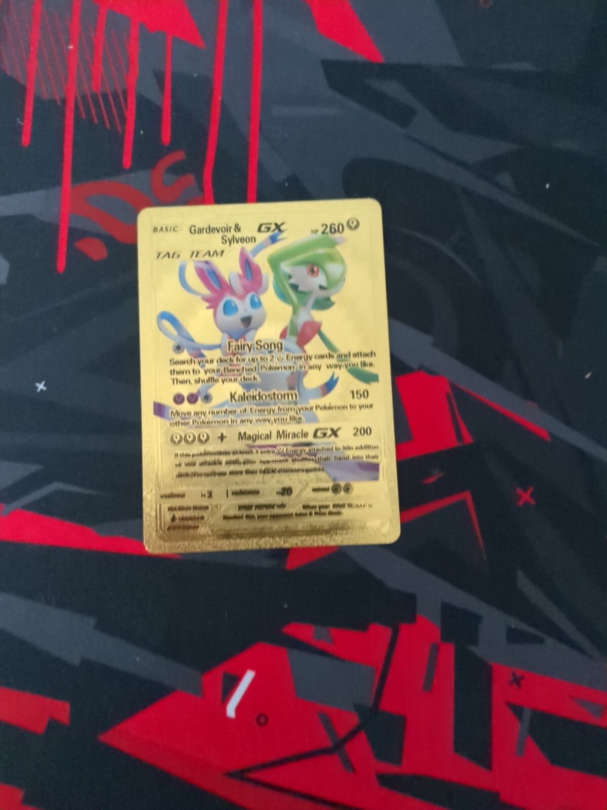 Pokemon Gardevoir & Sylveon GX 260HP Black Foil Fan Art Card 120/234