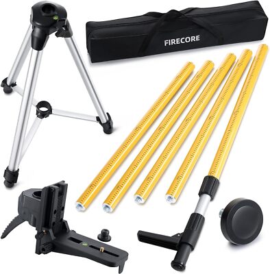 Firecore 12 Ft./3.7M Professional Laser Level Pole with Tripod and 1/4-Inch... 