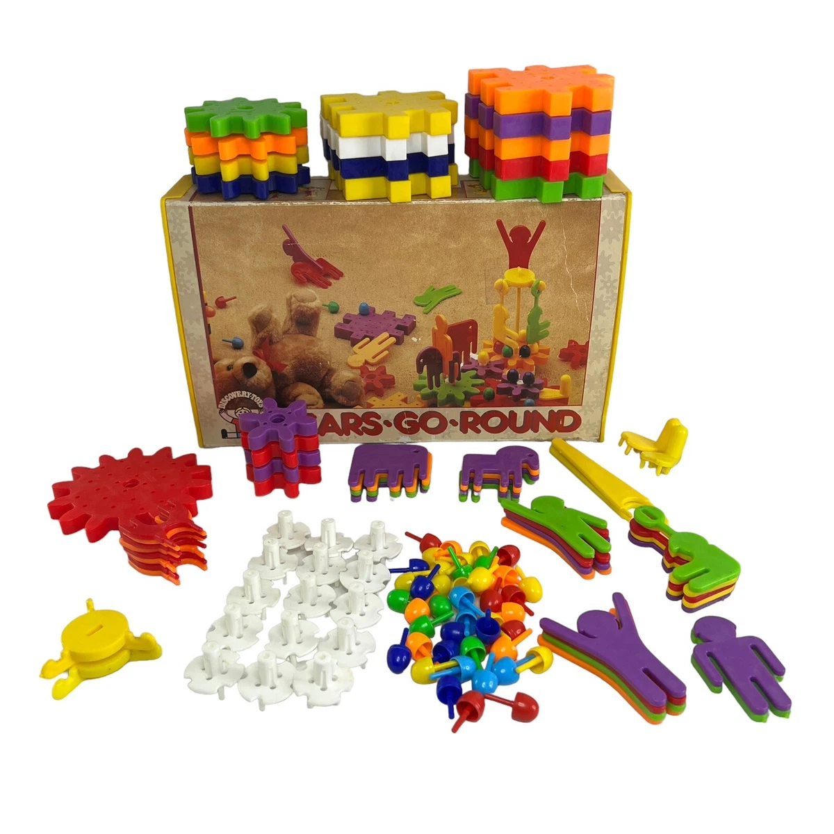 Gears Go Round Discovery Toys Building Blocks Original Case Made In Italy VTG