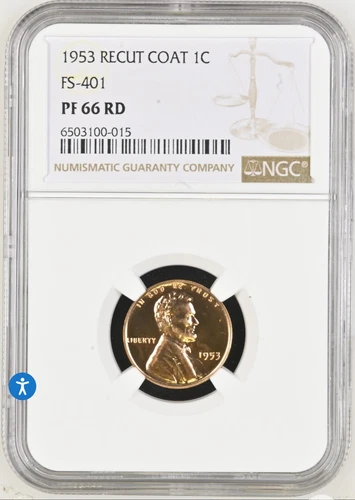 Proof 1953 Lincoln Cent NGC PR66RD ~  Re-Engraved Design FS-401 Variety