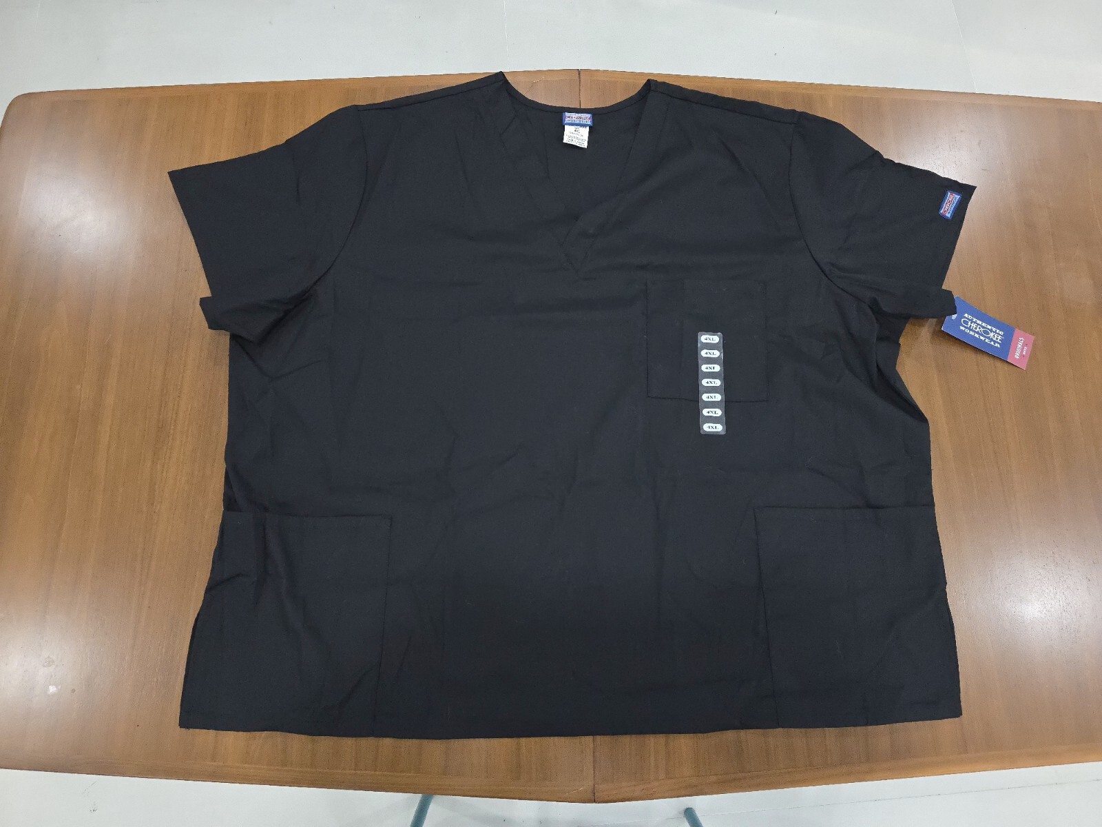 Cherokee Workwear Scrubs Unisex V Neck Top 4876 BLKW Black Free Shipping