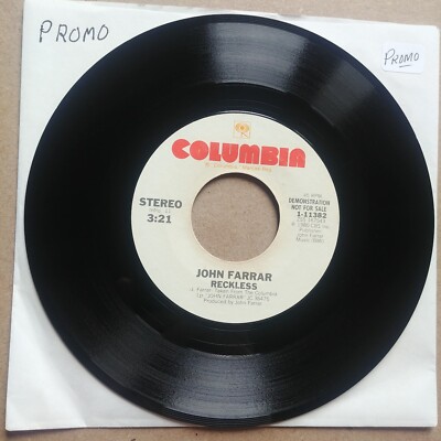 JOHN FARRAR Reckless DJ PROMO 45 7'' POP Columbia Record Vinyl Records