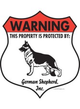 Warning German Shepherd Property Protected Aluminum Dog Sign - 7" x 8"