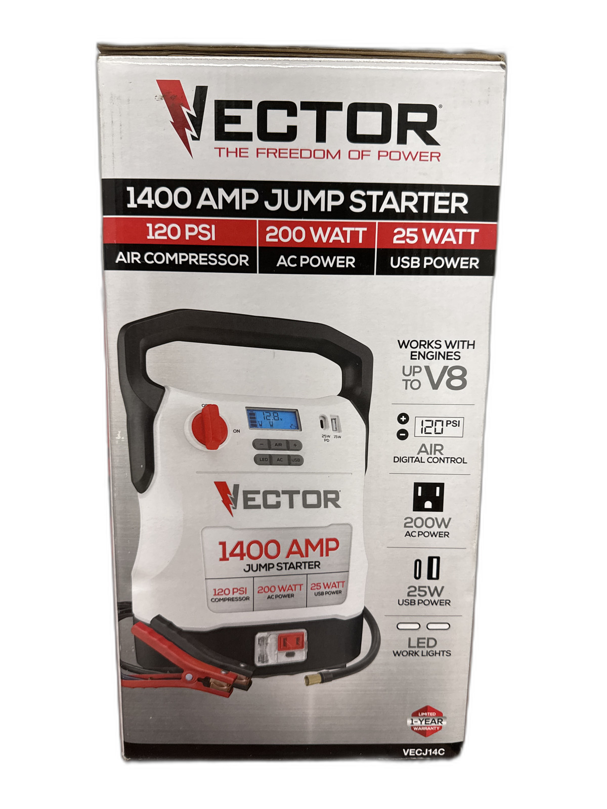 VECTOR 1400 Amp Jump Starter, Compressor, USB and AC Power
