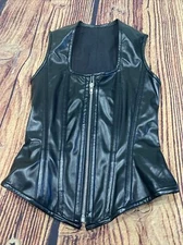 Garo Sparo Atelier X En Femme Front Zip Corset Vest in Black Vegan Leather NWOT 