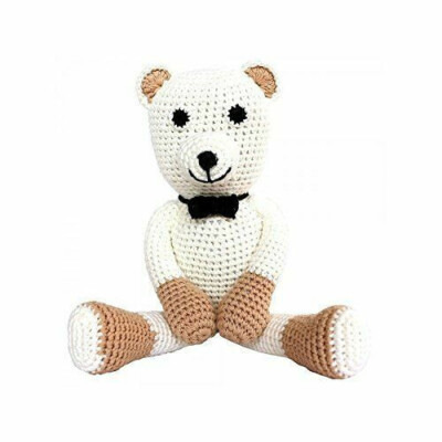 Kinder Kinder Teddybär weiche Stofftiere Spielzeug gehäkelt Handarbeit 30 cm weiß