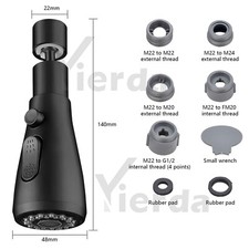 360° Kitchen Sink Faucet Tap Water Spray Head Swivel Extender Nozzle Replacement