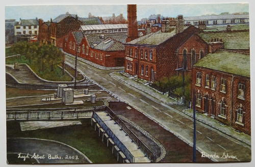 Leigh Street Baths Warrington Brenda Shaw Art Postcard - unposted