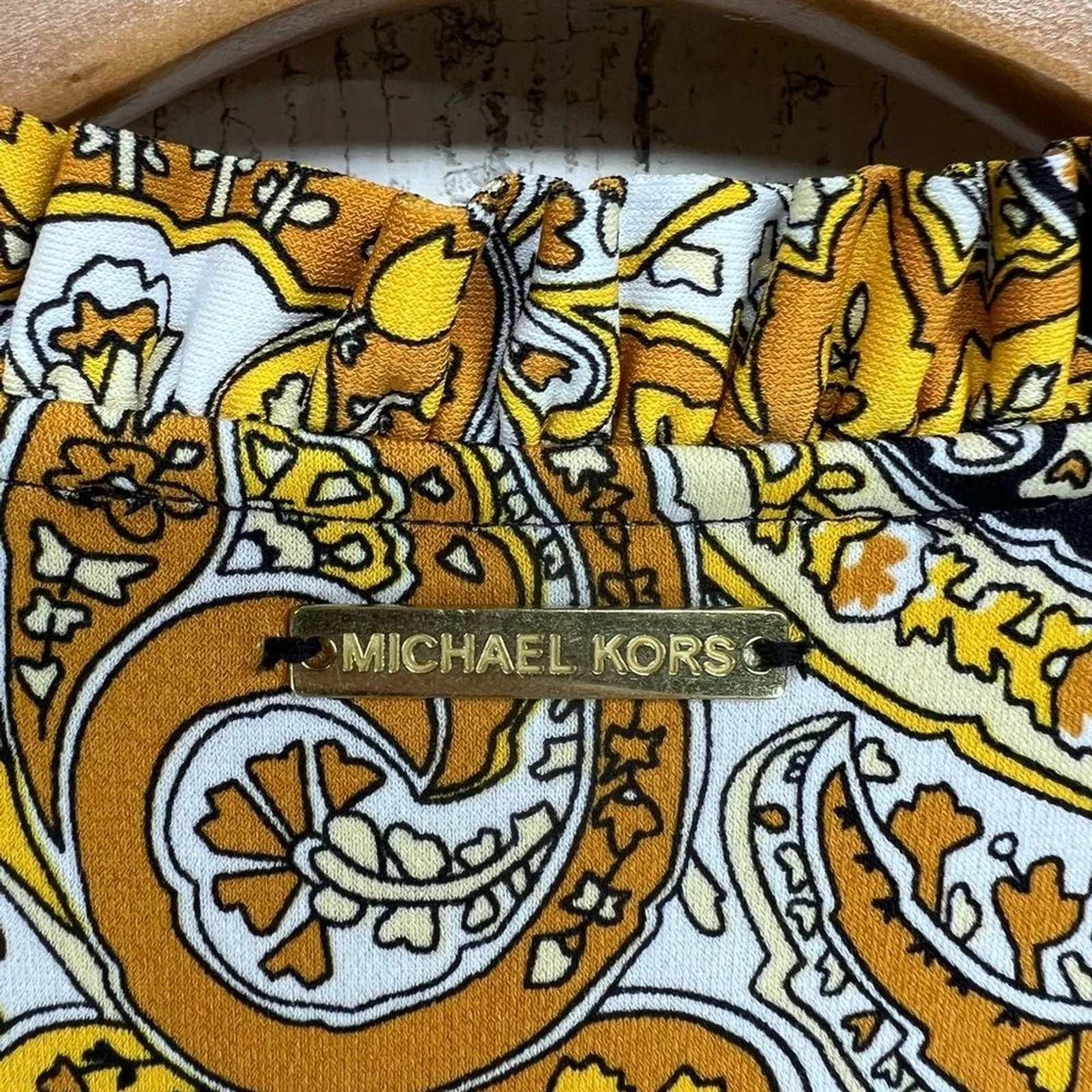 Abito Michael Kors V Surplus scollo calendula paisley senza maniche tubino medio