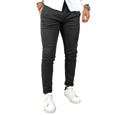 Pantaloni Uomo Eleganti Slim Fit Primaverili Nero Pantalone Cotone Leggero  | eBay