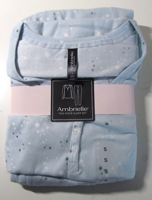 AMBRIELLE WOMEN'S 2 PC SLEEP SET W/ SHIRT & PANTS SMALL LIGHT BLUE NWT! MSRP $44