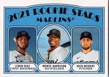 2021 Topps Heritage #209 Lewin Diaz RC/Monte Harrison RC/Nick Neidert RC Miami