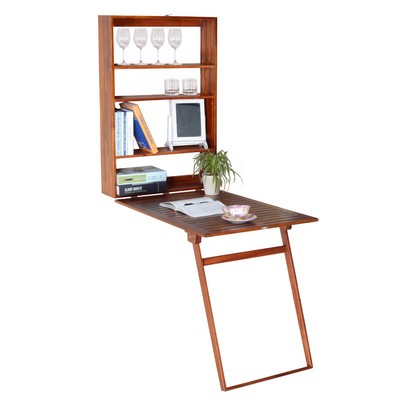 Wall Mount Computer Desk Folding Wooden Writing Table Waterproof