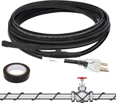 12FT Self-Regulating Pipe Heating Cable with Thermostat,Heat Tape for Black 