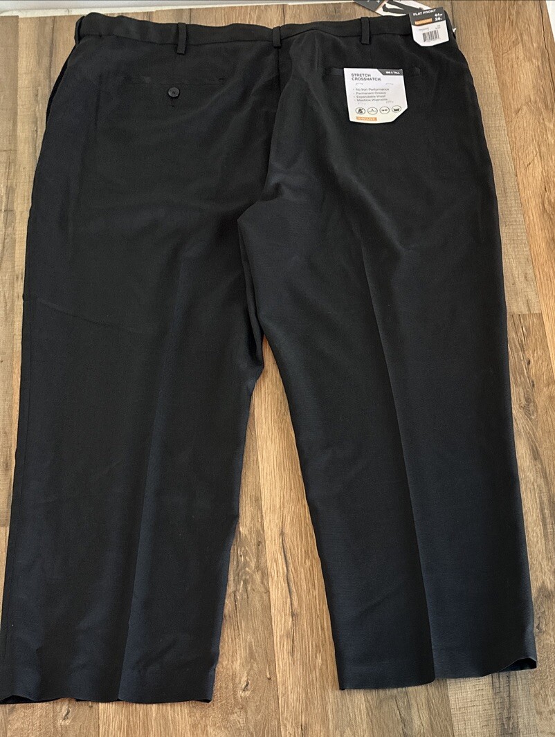 Men’s Savane Flat Front Performance Pants 44 X 28 Perm Crease Straight