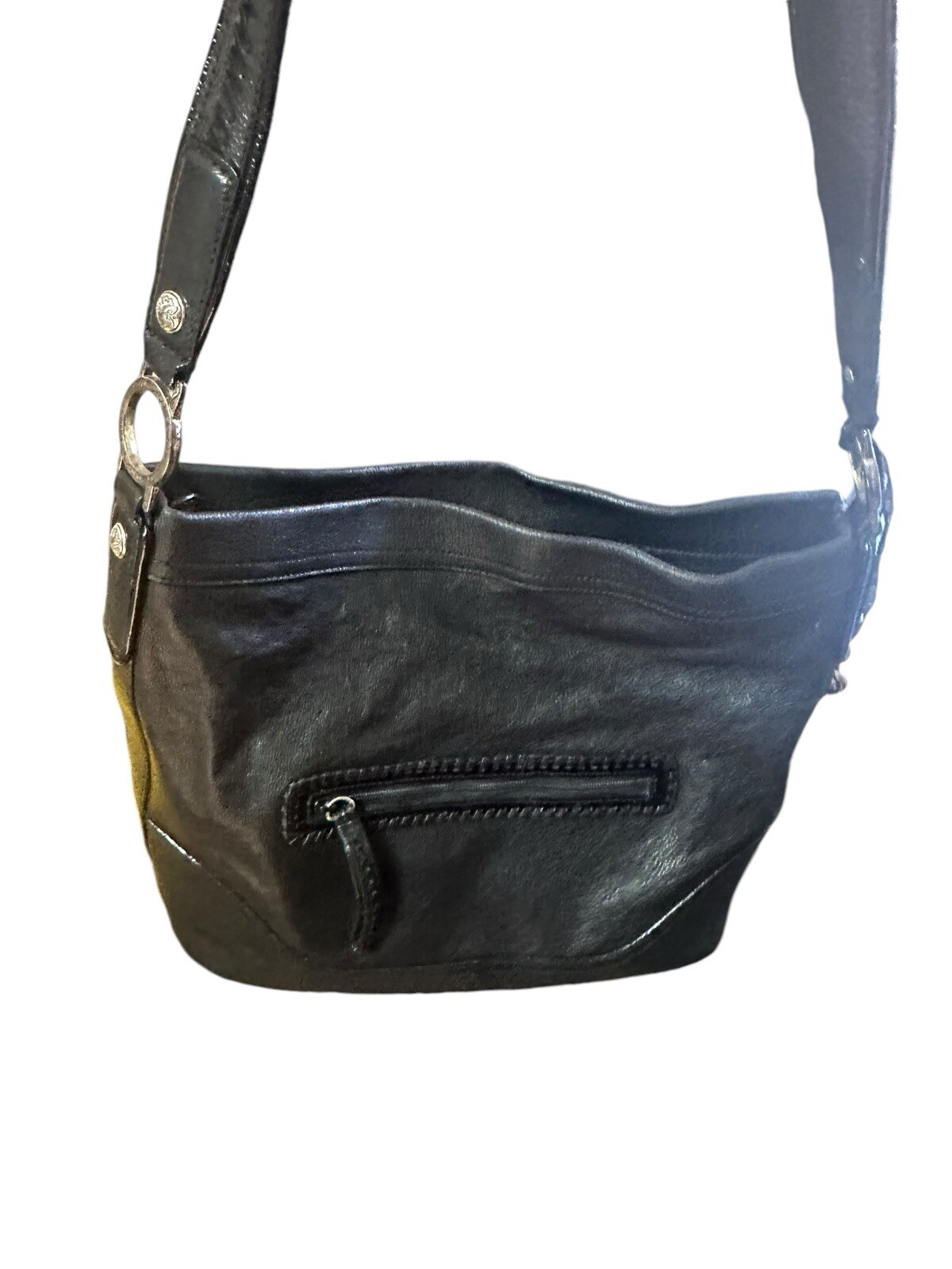 Brighton Patchwork Black Leather Shoulder Bag Pur… - image 6