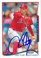 Hector Santiago autographed baseball card (Los Angeles Angels) 2014 Topps #US194