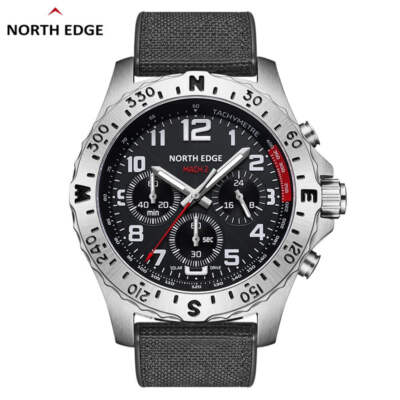 NORTH EDGE MACH 2 Uhr | Herren Solar Pilot Quarz Uhr 316 Stahl 50M