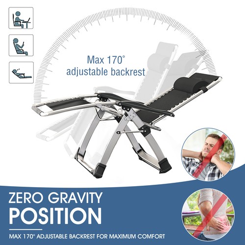 MOPHOTO Zero Gravity Chair Recliner Lounge Chair W/Cup Holder+Headrest+Mat - Picture 17 of 63