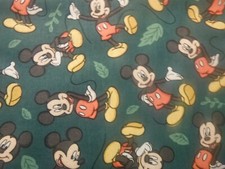 Mickey Mouse on Green Cotton Fabric 44" Wide x 36 " long