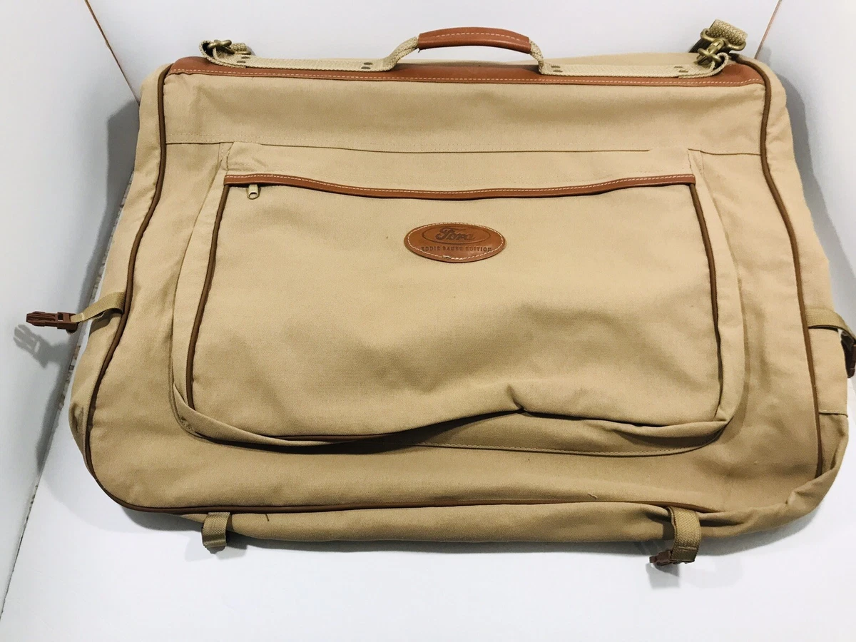 Ford Eddie Bauer Khaki Canvas Folding Garment Travel Suit Bag Luggage Set  Carry