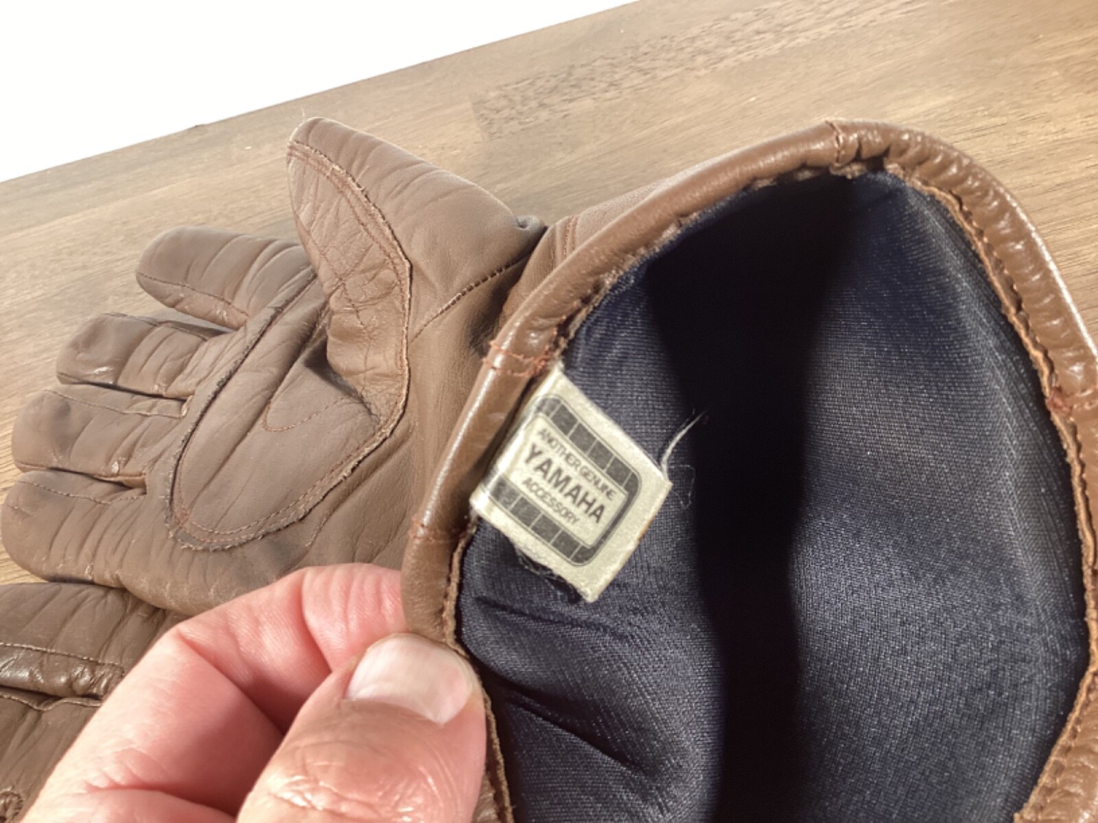 YAMAHA SNOWMOBILE GLOVES BROWN LEATHER VINTAGE MENS SZ. LARGE