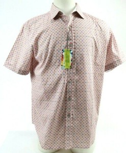 Robert-Graham-Men-039-s-NWT-178-Short-Sleeve-Shirt-Size-Large-White-Red-Blue
