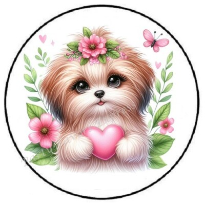 DOG WITH HEART ENVELOPE SEALS LABELS STICKERS PARTY FAVORS