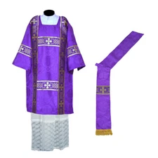 VIOLET Deacon Dalmatic Vestment & Deacon's stole, American Dalmatic Chasuble NEW