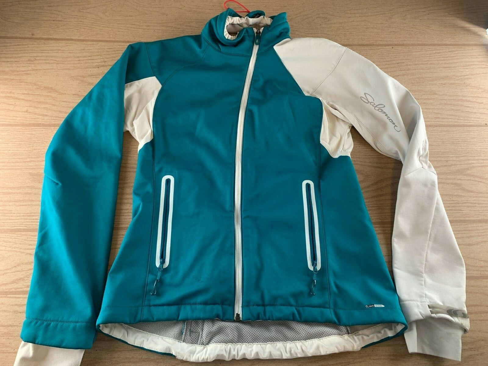 giacca softshell donna Salomon taglia media full zip corsa ciclismo blu