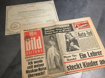 Bildzeitung 15.04.1959 April 15.4.1959 gift 60. 61. 62. 63. 64th Birthday