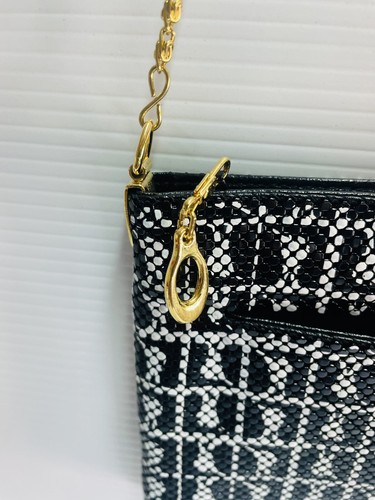 Custom Mesh New Vintage Cross Body Or Clutch Evening Handbag Black White Gold. - Picture 9 of 14