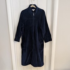 Miss Elaine Essentials Womens Fleece Robe Housecoat LARGE Cozy Lounge Zip Midi