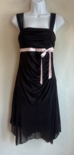 Vintage Y2K XOXO Babydoll Dress L Party Hoco Brown Pink Bow Asymmetrical Fairy