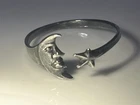 VTG Sterling Silver NORWAY Man in the Moon & Star Luck Cuff Ring Size 11.5 2.5g