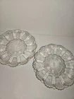 Vintage Anchor Hocking Clear Glass Deviled Egg Plate Fan Scalloped Edge Set of 2