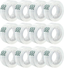 12 Rolls Transparent Tape Refills Rolls, Clear Tape,1 in Core, 3/4 X 1000 In, Gi