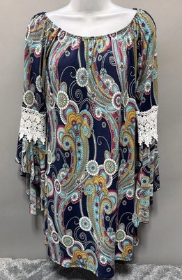 Pink Coconut Boutique Dress Women M Swing Floral Paisley Boho Cottage Core