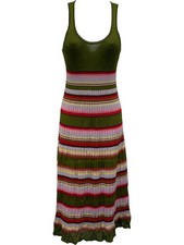 Missoni Multicoloured Knit Midi Dress Striped Sleeveless Scoop - Size M