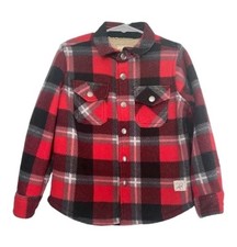 EDDIE BAUER SHERPA LINED PLAID FLEECE SNAP FRONT HEAVY SHIRT SIZE 4/5
