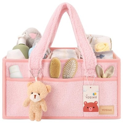 Cute and Playful Pink Diaper Caddy Organizer, 13 Compartments, Adjustable, Ba...