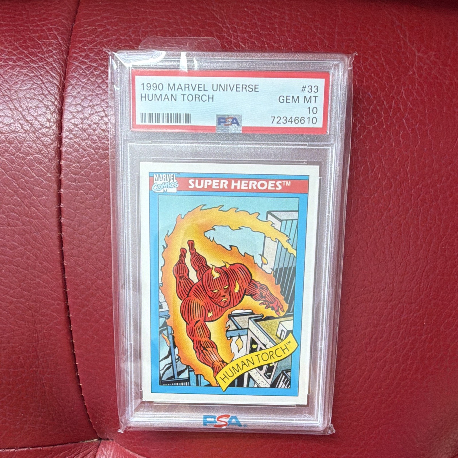1990 MARVEL UNIVERSE #33 HUMAN TORCH/JOHNNY STORM PSA 10 GEM MT low pop
