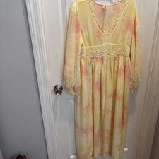 Anthropologie RAGA Sunsets By The Beach Maxi Dress Yellow and Peach Med