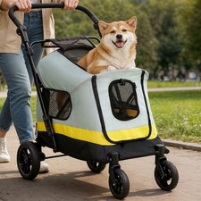 One-click Foldable Pet Stroller Dog Pram for Small Animal All Terrain Wagon Cart